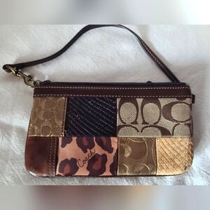 COACH Brown Colorblock Wristlet